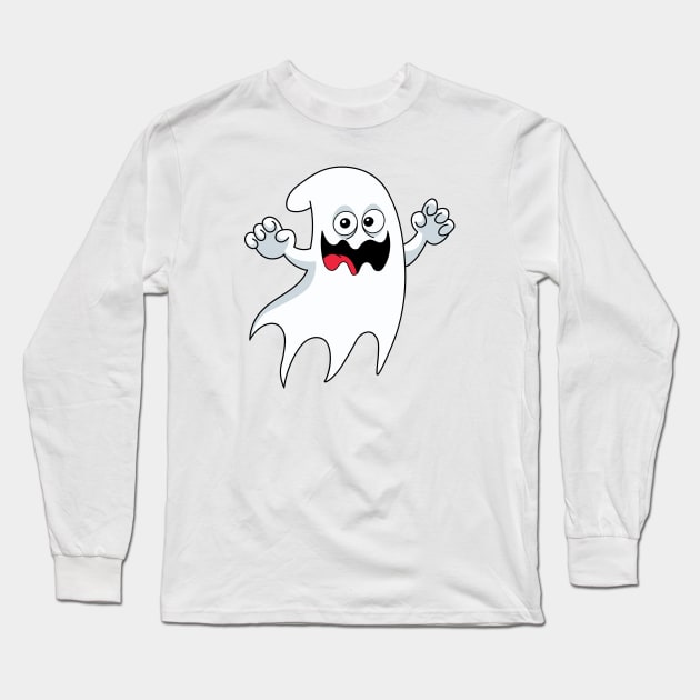 Halloween cute ghost, cartoon ghost, Halloween character Long Sleeve T-Shirt by PrimeStore